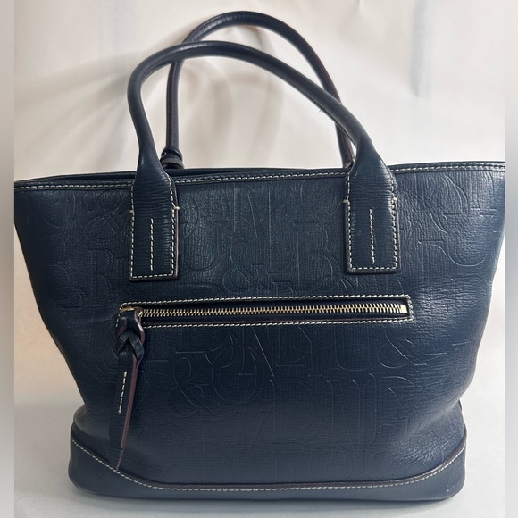 Dooney & Bourke Embossed Logo Leather Tote Bag - Navy Blue - Picture 3 of 13